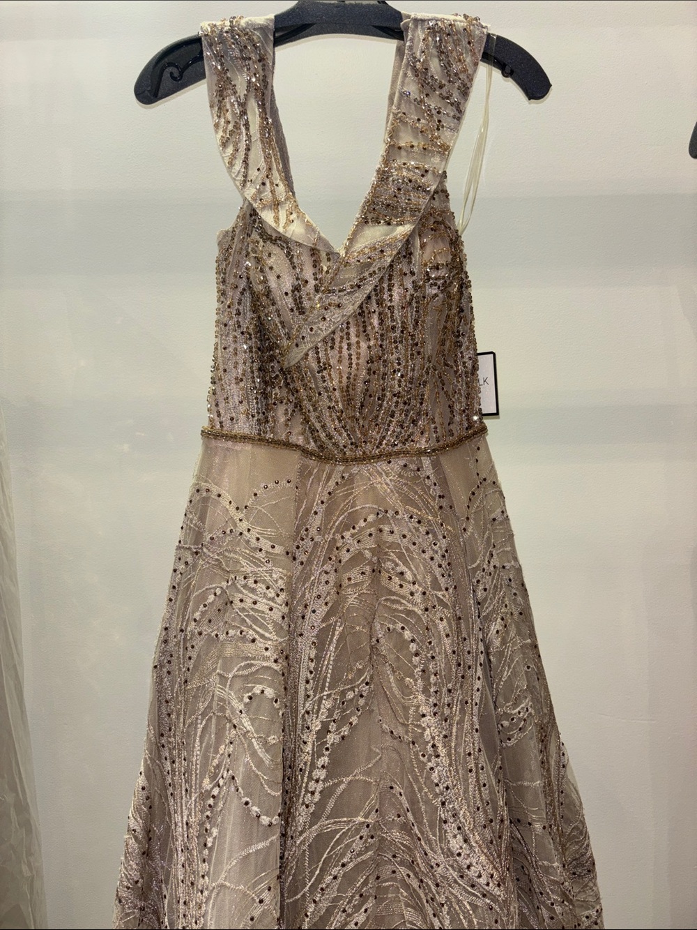 Catwalk 40150 Champagne Elegant Beaded A-Line Evening Dress